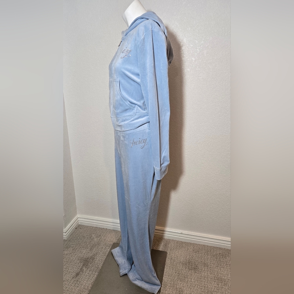 Juicy Couture Velour Tracksuit Baby Blue With Rhinestones Large - Picture 2 of 9